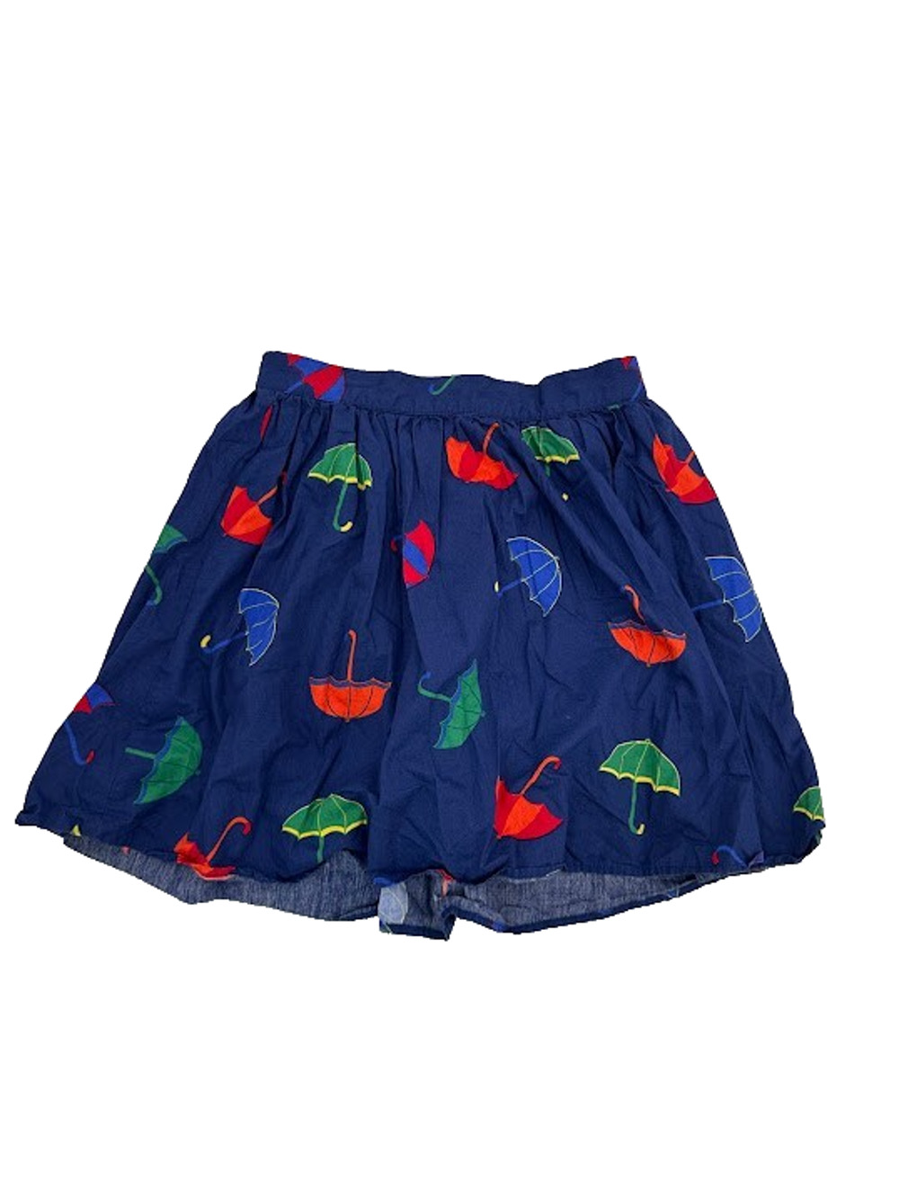 ModCloth Umbrella Print A-Line Mini Flare Skirt Blue Red Cotton Women's Medium